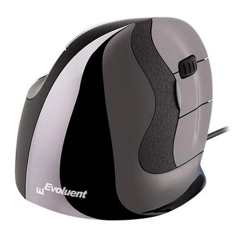 Rato Evoluent VMDS Com Fio Laser 2600DPI Preto Prata Ergonómico Vertical