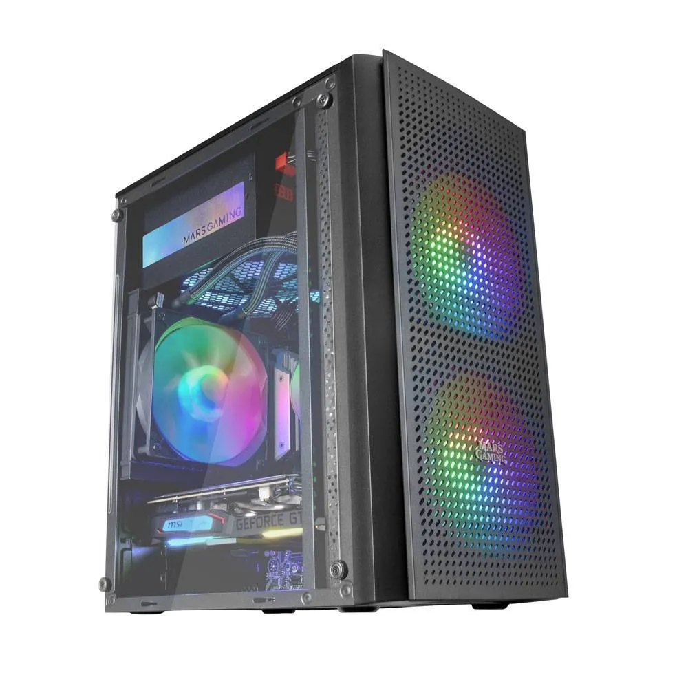 Caixa Micro-ATX Mars Gaming MC300 RGB Vidro Temperado Preta