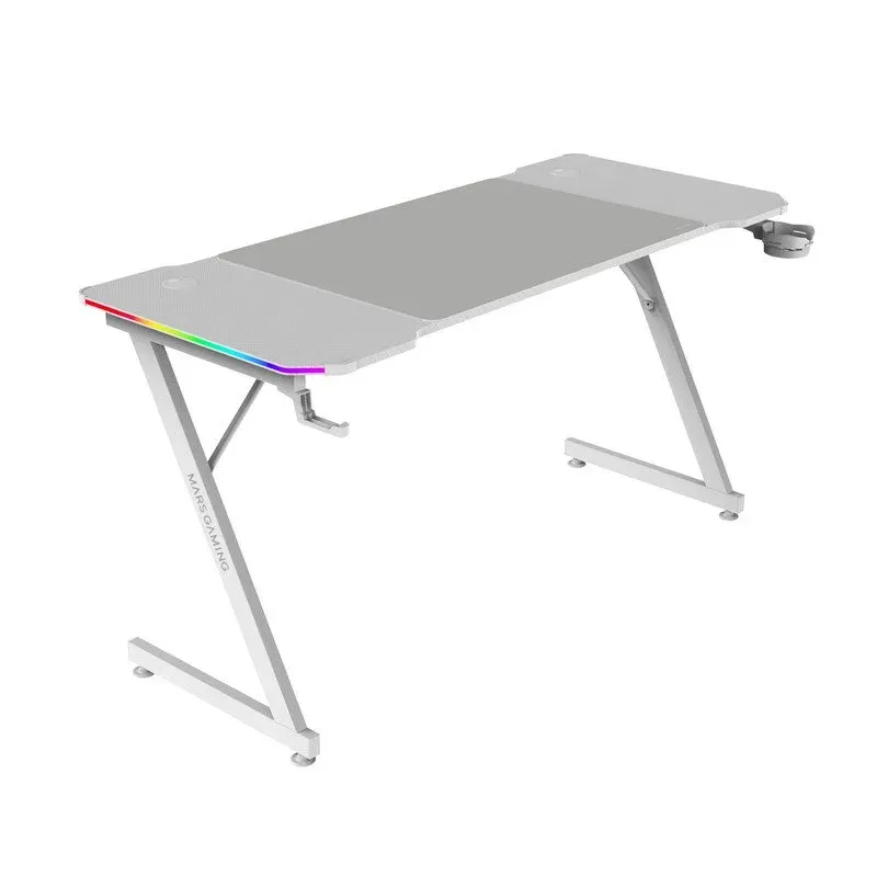 Mars Gaming MGD-X140RGB Mesa Ergonómica ARGB, com Comando, Tapete XXL e Suportes Externos 140x60cm Branca