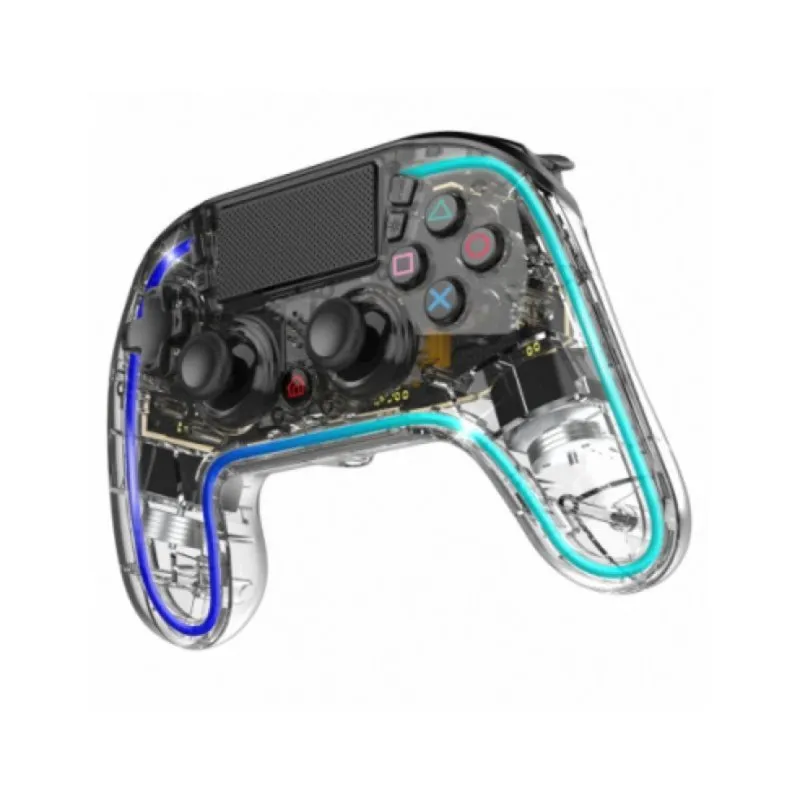 Spirit of Gamer Neon Bluetooth Gamepad Sem Fios Transparente com 10 Modos RGB, Macro, Turbo e 900mAh