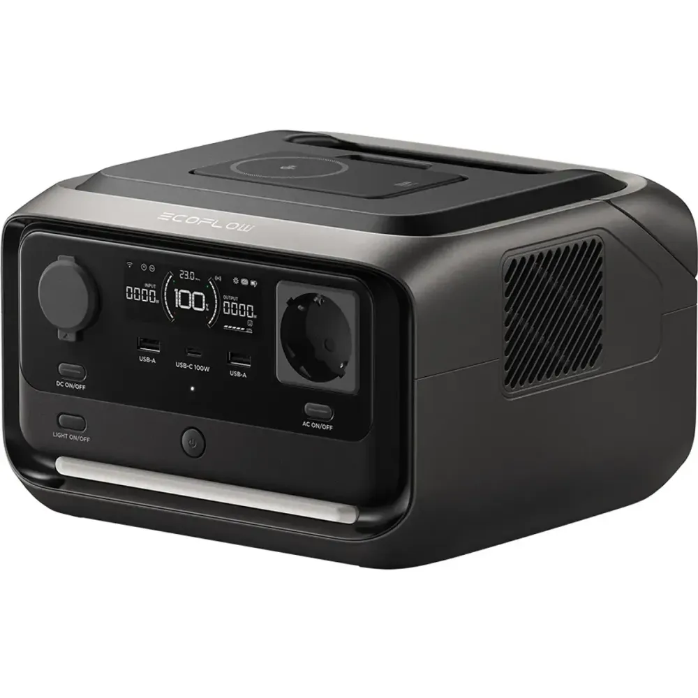 Estação de Energia Portátil EcoFlow River 3 Plus Wireless 600W/286Wh com Powerbank 5000mAh Qi2