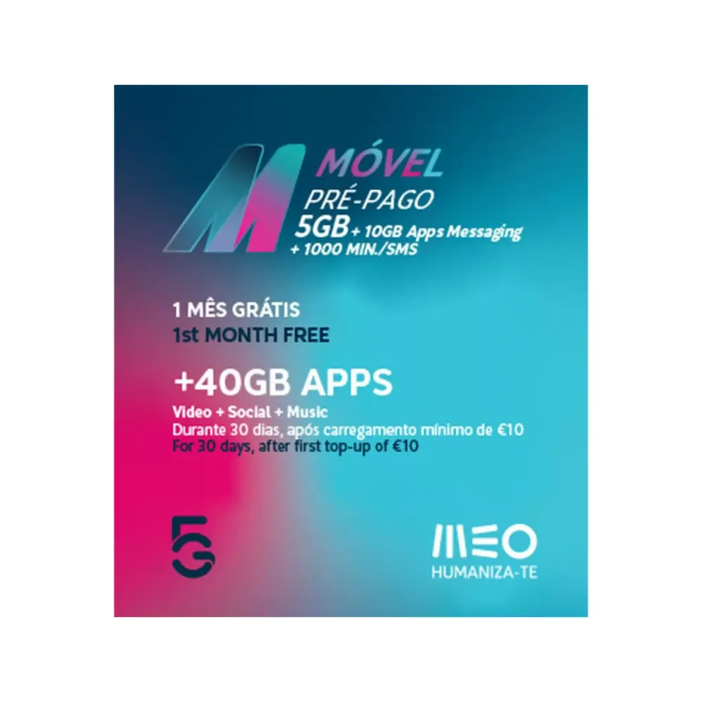 Cartão Móvel Pré-Pago MEO M 5GB