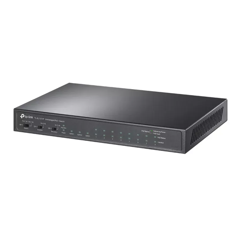 Switch de Rede TP-Link TL-SL1311P Desktop 8 Portas Fast Ethernet PoE+ + 2 Portas Gigabit + 1 Porta Gigabit SFP UnManaged