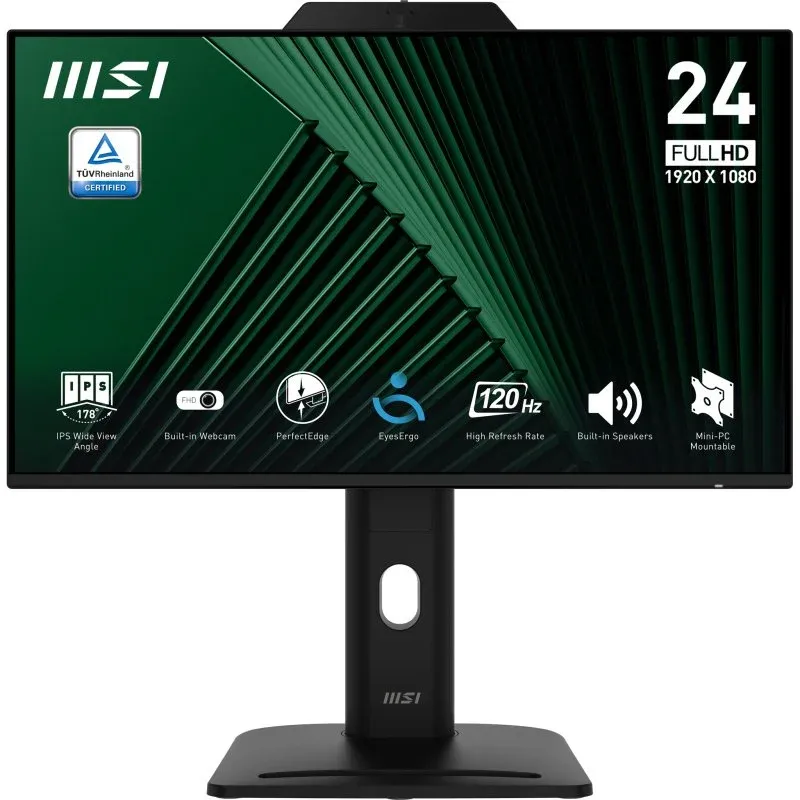 MSI Pro MP242PMG Monitor 23.8" IPS FullHD 120Hz USB HDMI DisplayPort com Altifalantes e Câmara