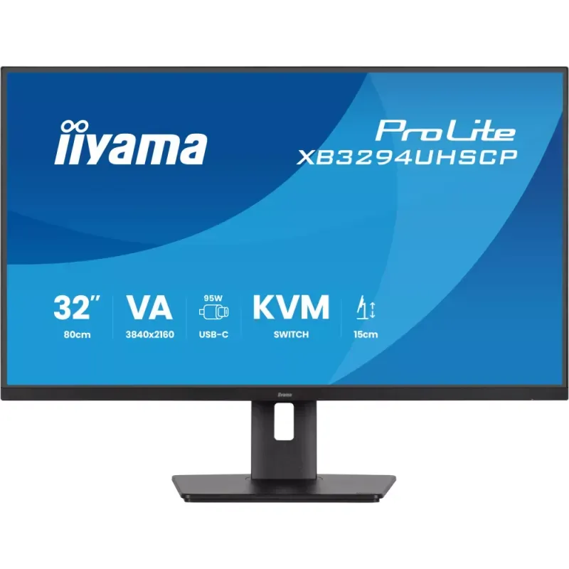 iiyama ProLite XB3294UHSCP-B1 - Monitor LED - 31.5" - 3840 x 2160 4K @ 60 Hz - VA - 400 cd/m² - 3000:1 - 2 ms - HDMI, DisplayPort, USB-C - altifalantes - preto, mate