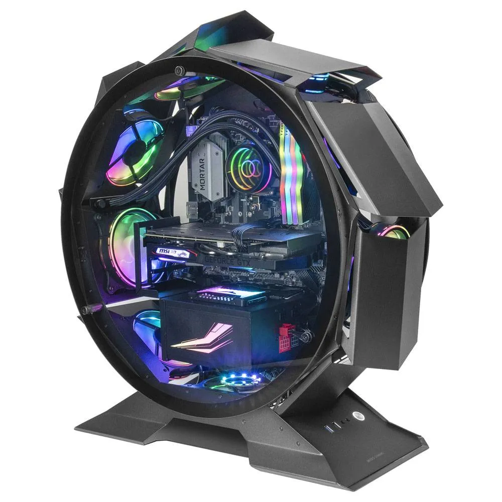 Caixa Micro-ATX Mars Gaming MCORB Premium Gaming Circular Tempered Glass Preta