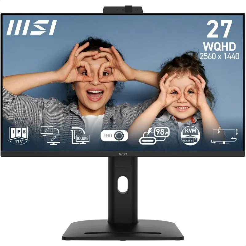 Monitor MSI IPS QHD de 27″ e 100Hz, altura ajustável, sincronização adaptável, colunas