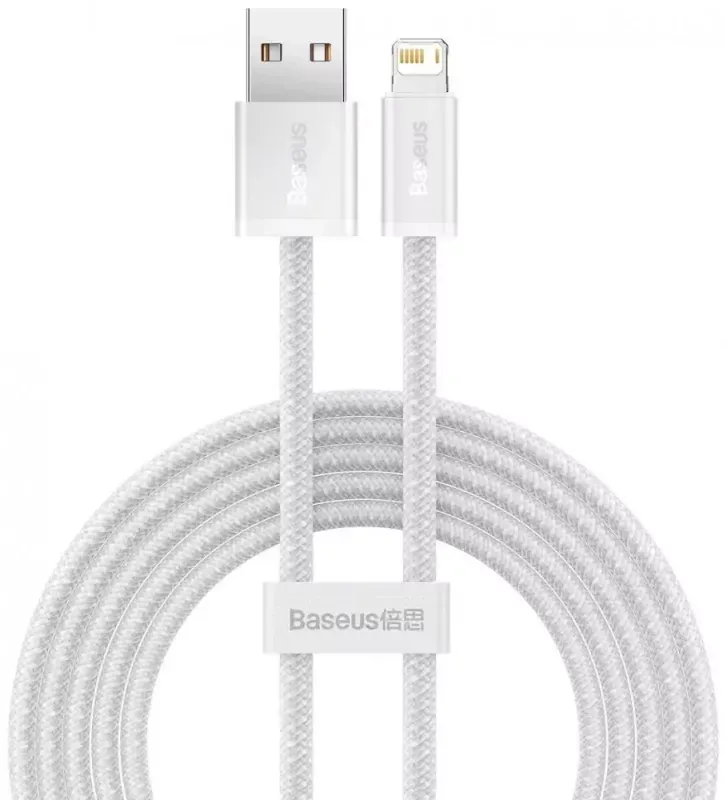 Cabo Baseus dynamic series fast charging data usb para ip 2.4a 1m branco