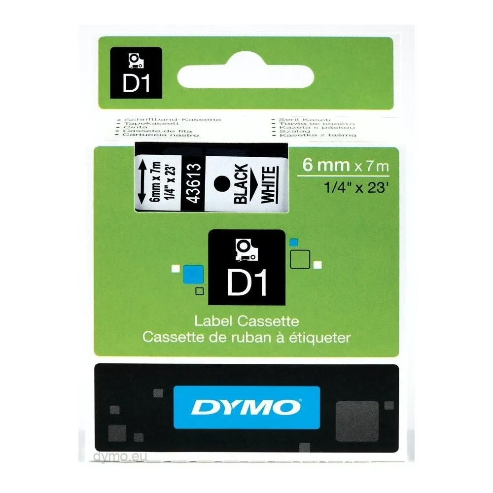 D1 - CINTAS DYMO 6MMX7M NEG/BLAN