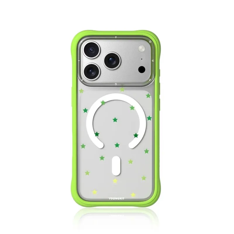 Funda para telemóvel Youngkit CH Star Dot Magnética Transparente Silicone Verde para iPhone 17 Pro