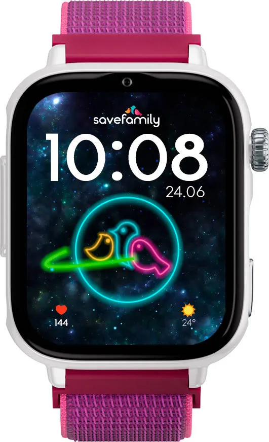 Smartwatch SAVEFAMILY SaveWatch Plus 2 para Crianças (Tecido - Branco/Framboesa)
