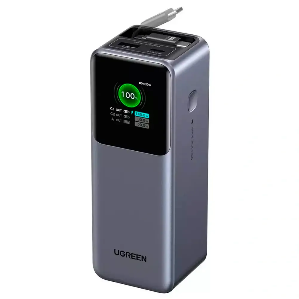 Powerbank UGREEN PB726 Nexode PD 165W 20000mAh com Cabo Retrátil Fast Charging Cinza