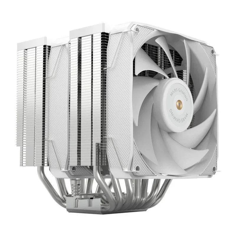 Cooler CPU Mars Gaming MCPU-XU9 Cooler de CPU com Torre Dupla, TDP 400W, 2x Ventoinhas FDB e 9 Heatpipes BPH Branco