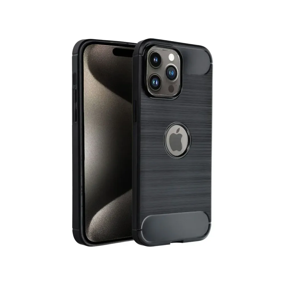 Capa Silicone Forcell Carbon iPhone 15 Pro Max Preta