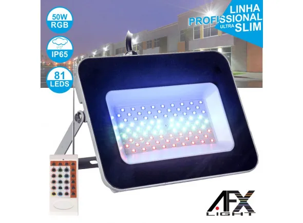 Afx Light Foco LED 50W 220v C/Comando RGB IP65