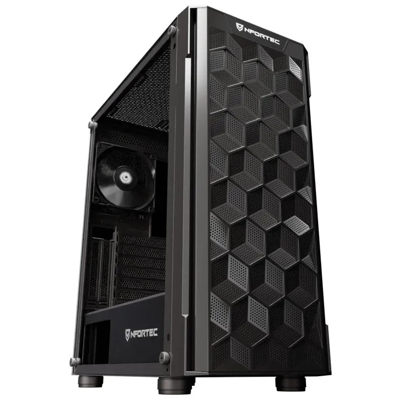 Caixa de Computador Nfortec Azir Black Vidro Temperado USB 3.0 Preta