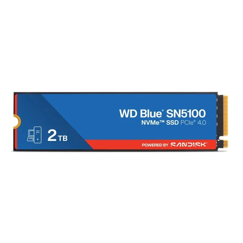 Disco Rígido Disco Duro SanDisk 2TB M.2 7100 MB/s SN5100 NVMe PCIe 4.0 + Encriptação QLC 3D NAND