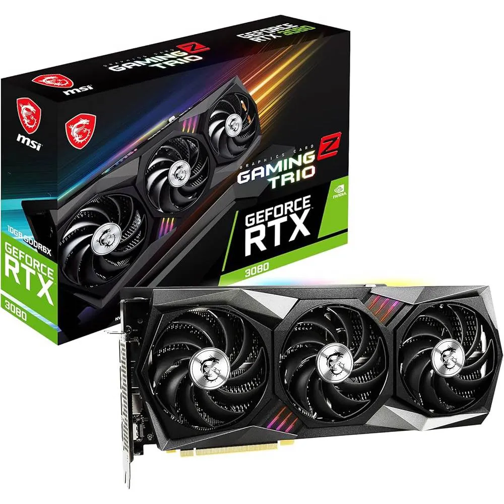Bundle Placa Gráfica MSI RTX 3080 Gaming Z Trio 10G + Rato Óptico MSI Clutch GM41 Lightweight V2 RGB 16000DPI Preto - Recondicionado