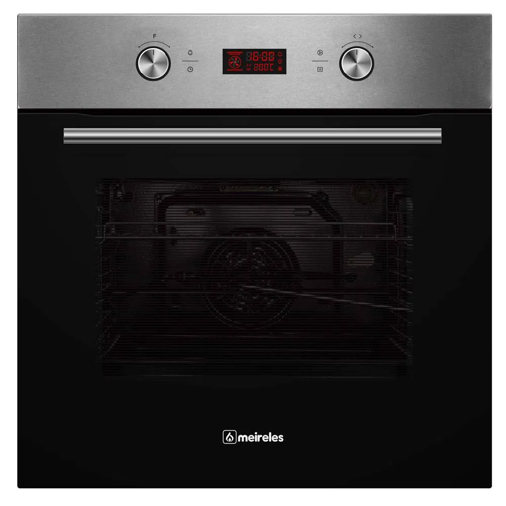 Forno Elétrico de Encastre Meireles MF 9800 X 65 Litros Pirolítico A Preto/Inox
