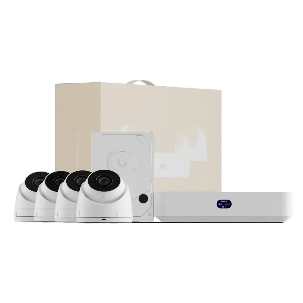 Kit Ubiquiti UNVR Instant Kit PoE 6 Canais 1HDD + 4x Câmaras UniFi G5 Turret Ultra 2K + 1x Disco HDD 3.5 1TB