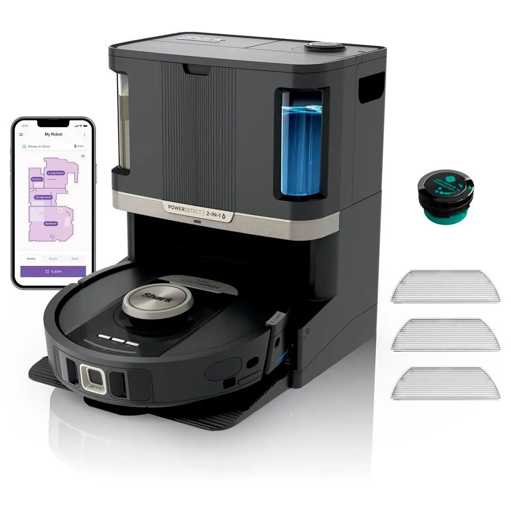 Aspirador Robô Shark PowerDetect NeverTouch Pro 2 em 1 com Mopa + Estação de Esvaziamento Automático