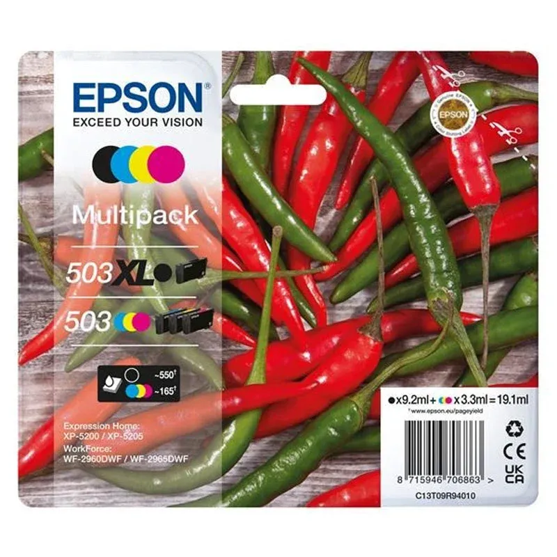 Tinteiro Epson Original Multipack 3-colours 503 Standard + Preto 503XL Ink