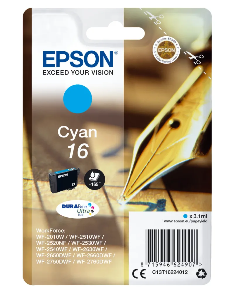 Tinteiro EPSON 16 Ciano - WF-2010/251xx/26xx/27xx