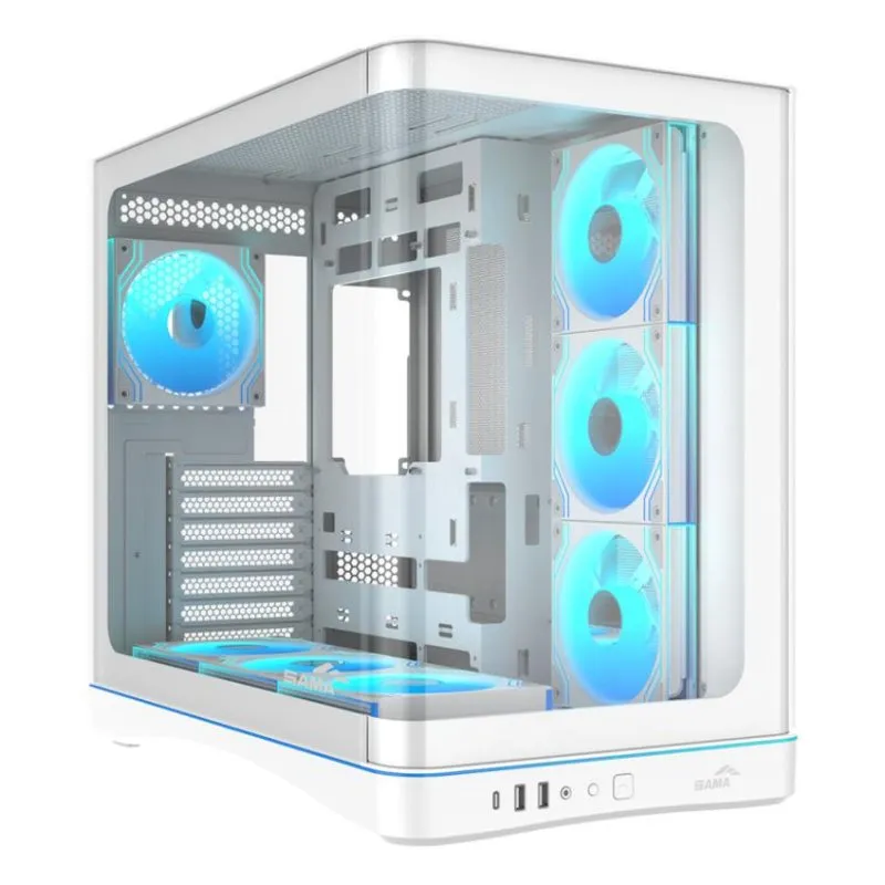 Caixa de Computador Torre ATX Sama Gears V62 Branca Vidro Temperado RGB Gaming