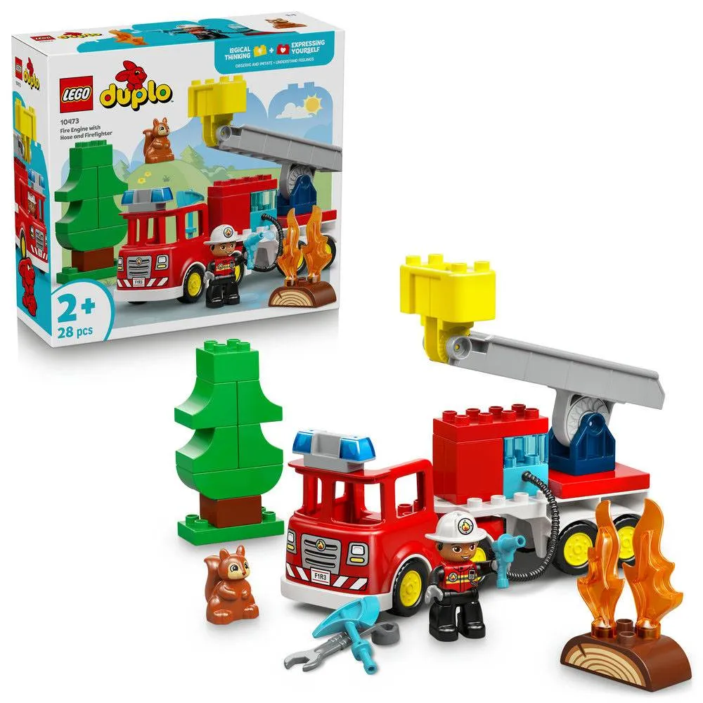 LEGO DUPLO Town: Camião dos Bombeiros com Mangueira e Bombeiro | Idades 2+ | 28 Peças | Item 10473