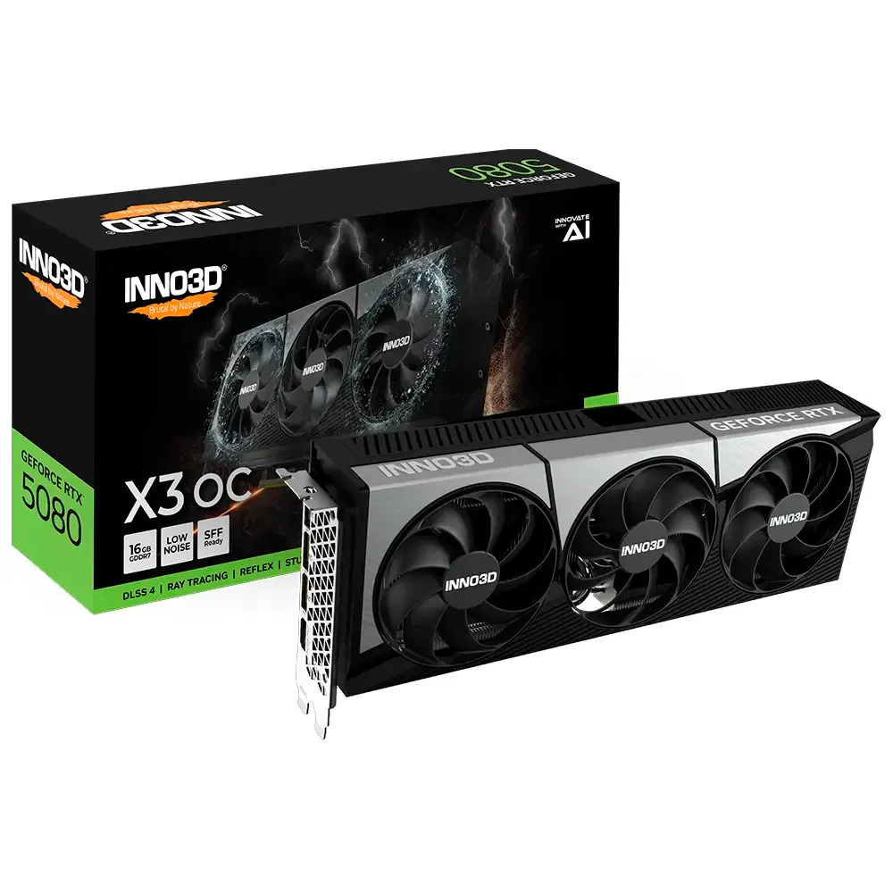 Placa Gráfica INNO3D NVIDIA GeForce RTX 5080 Blackwell X3 OC 16GB GDDR7 DLSS4