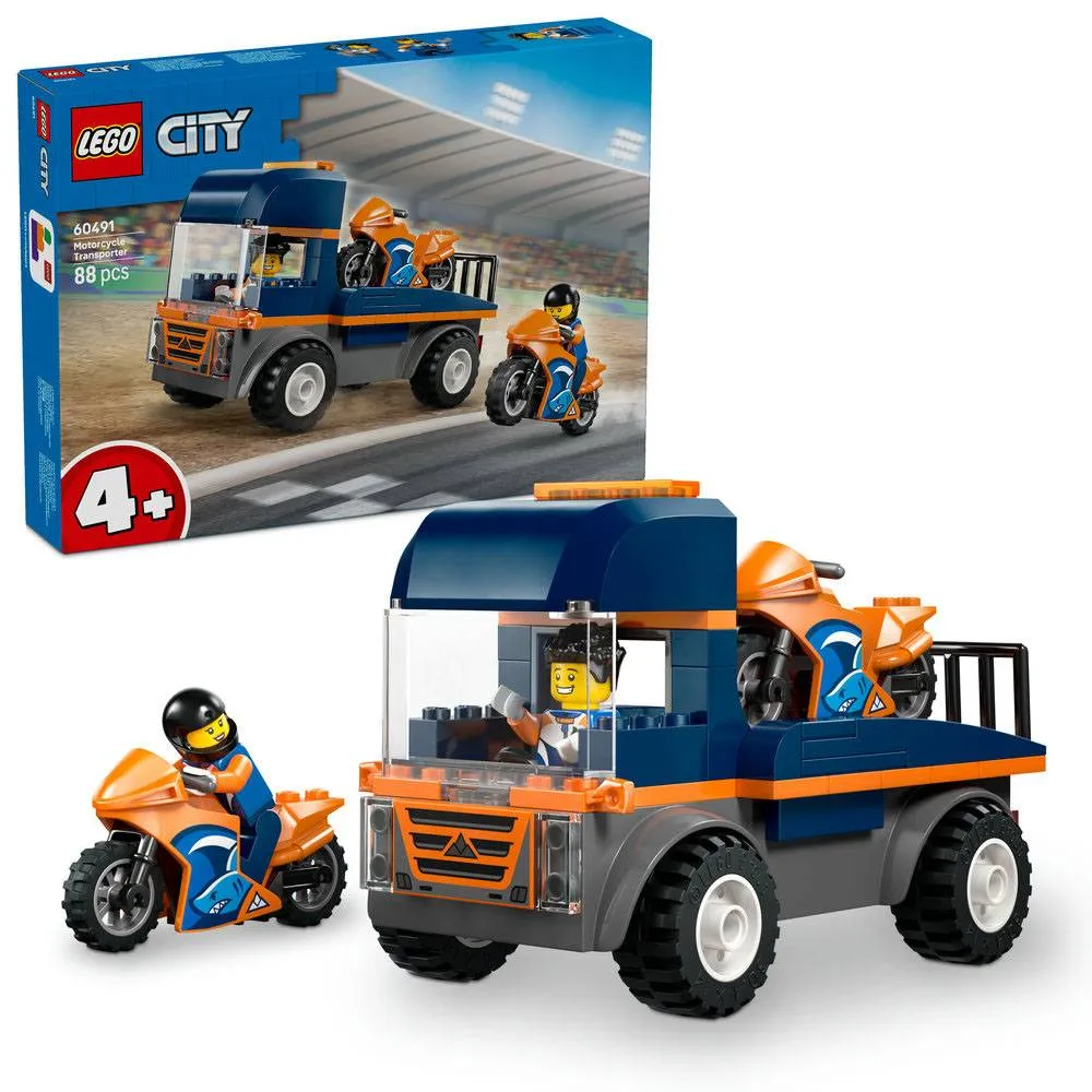 LEGO City: Camião de Transporte de Motas | Idades 4+ | 88 Peças | Item 60491