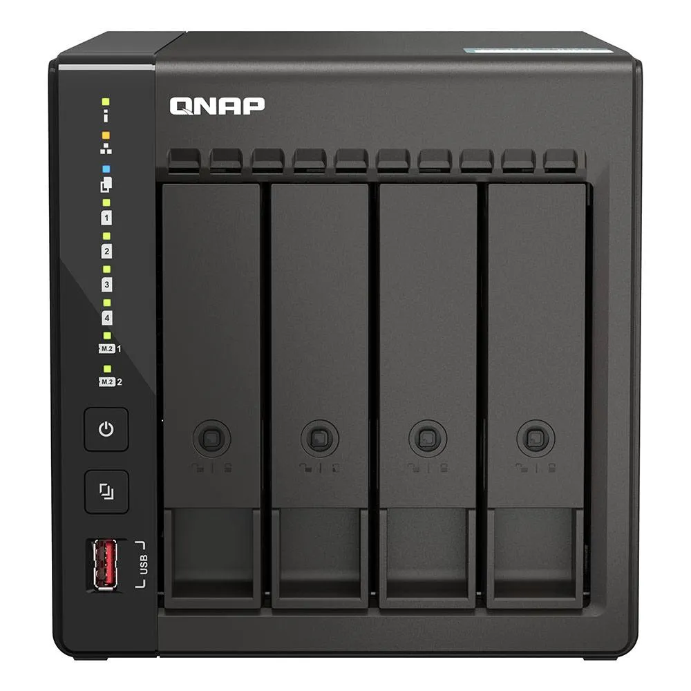 NAS Qnap TS-453E | 4 Baías | CPU 4-Core Intel Celeron J6412 | RAM 8GB DDR4 | Preto