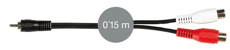 Cabo RCA Macho - 2x RCA Fêmea 0,15m - AA-225