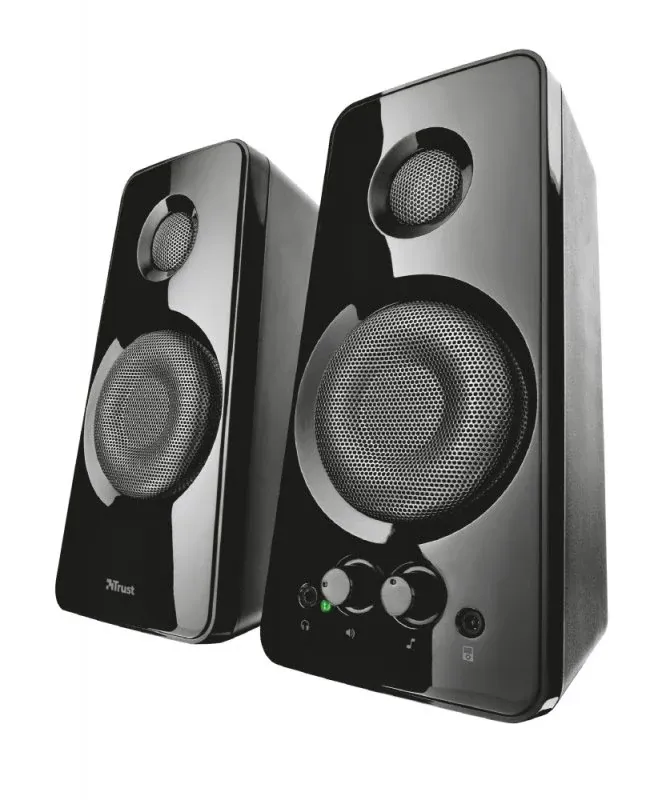 TRUST COLUNAS TYTAN 2.0 18W USB PIANO BLACK #PROMO 2026#