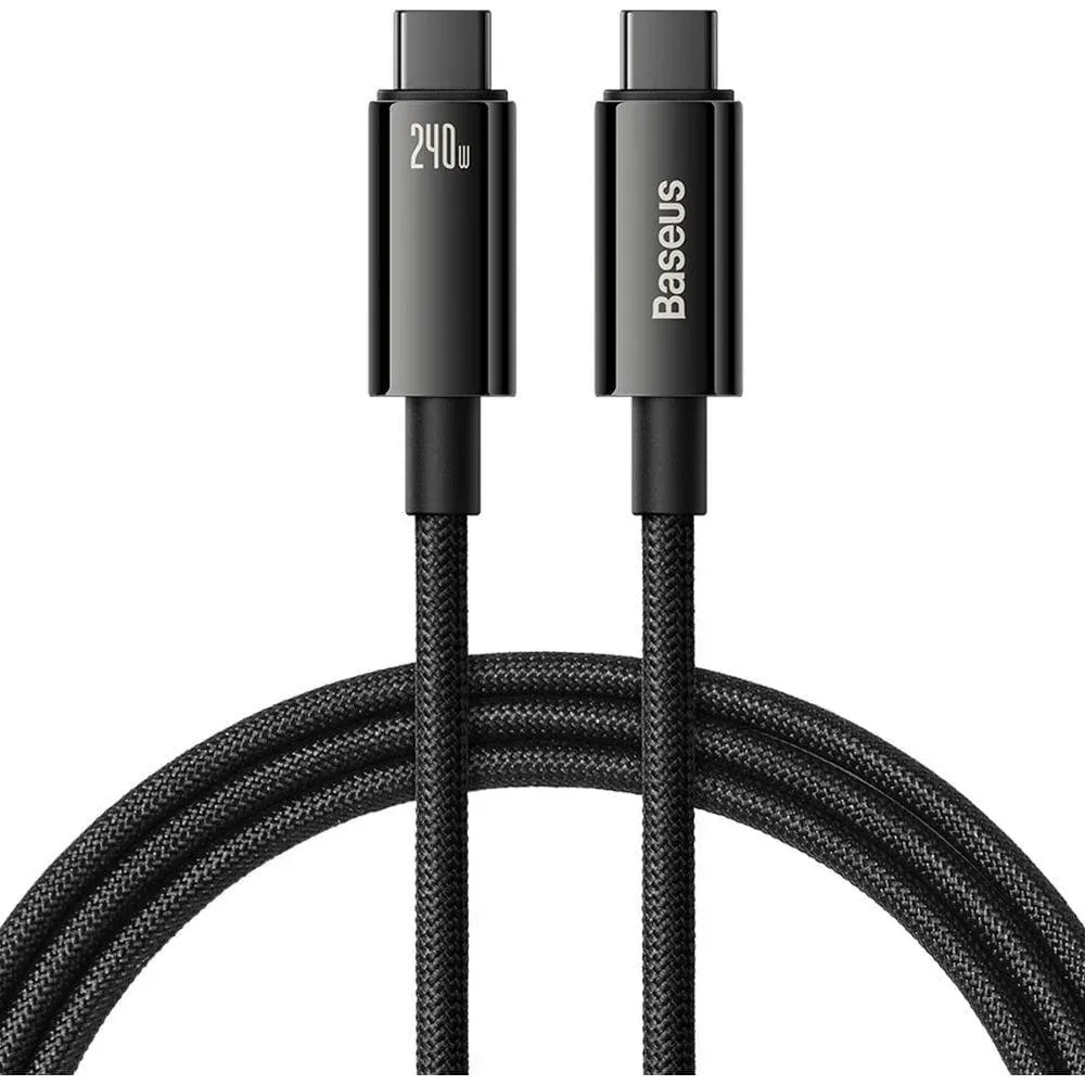 Cabo USB-C Baseus Tungsten Gold 480Mbps/240W 1m Preto