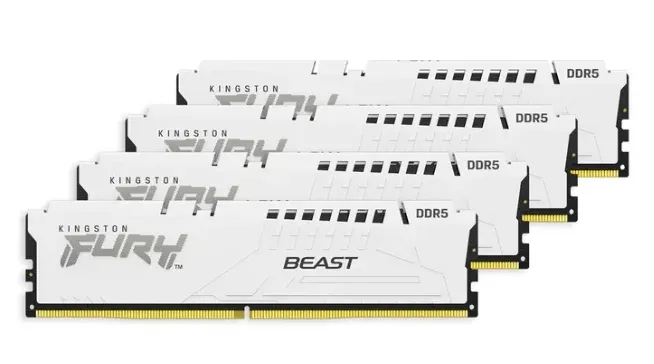 Memoria Ram Pack 4x 32GB (128GB) DDR5 Kingston CL40 5200MT/s 2Rx8 Fury Beast White