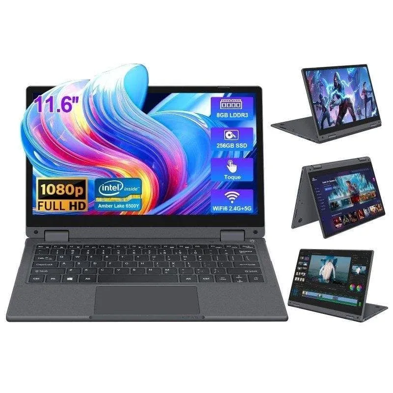 Portátil INTECHNE Conversível 11,6" Intel Core 6500Y 8GB 256GB SSD UHD 615 Windows 11 Pro