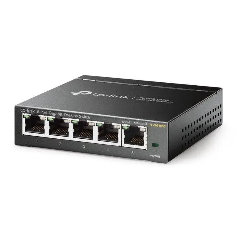 Comutador TP-Link TL-SG105S 5 Portos Gigabit Ethernet Carcaça de Aço