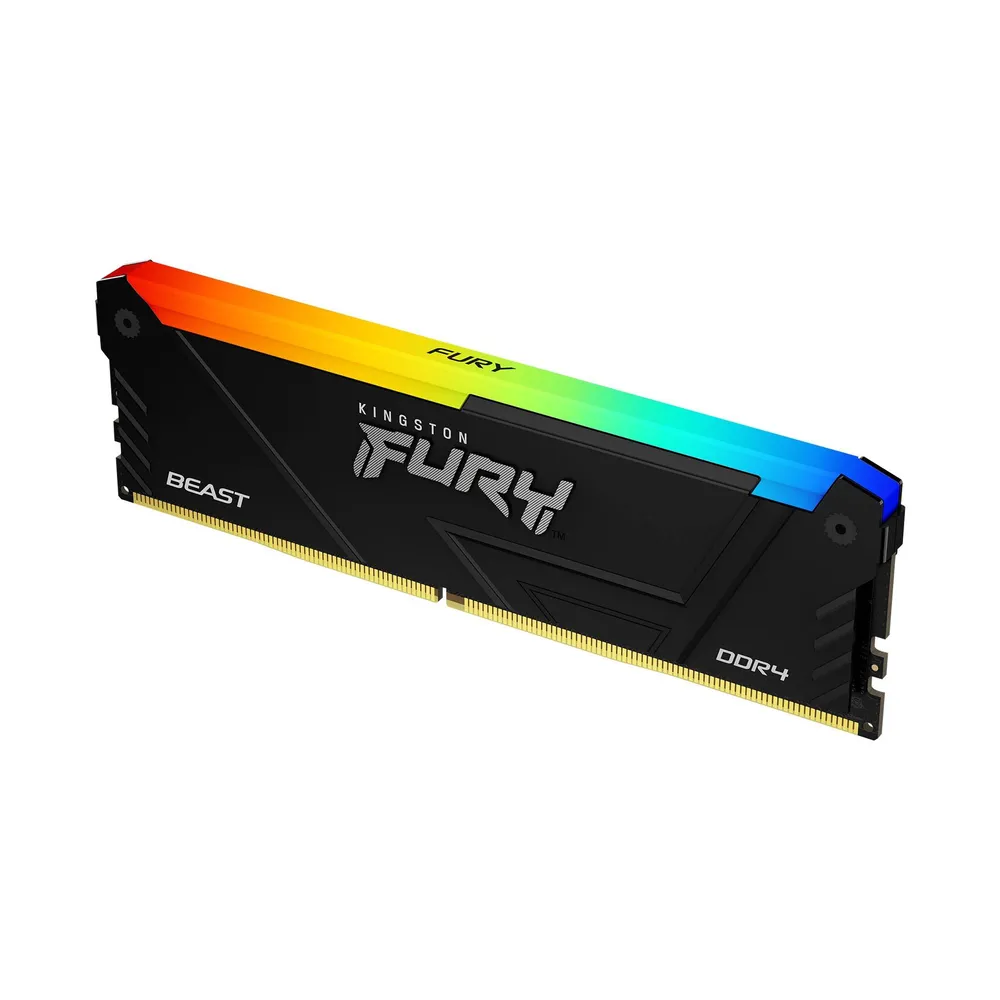 Memória RAM UDIMM Kingston Fury Beast RGB 8GB (1x8GB) DDR4-3600MHz (Intel XMP) CL17 (17-21-21) 1.35V Preta