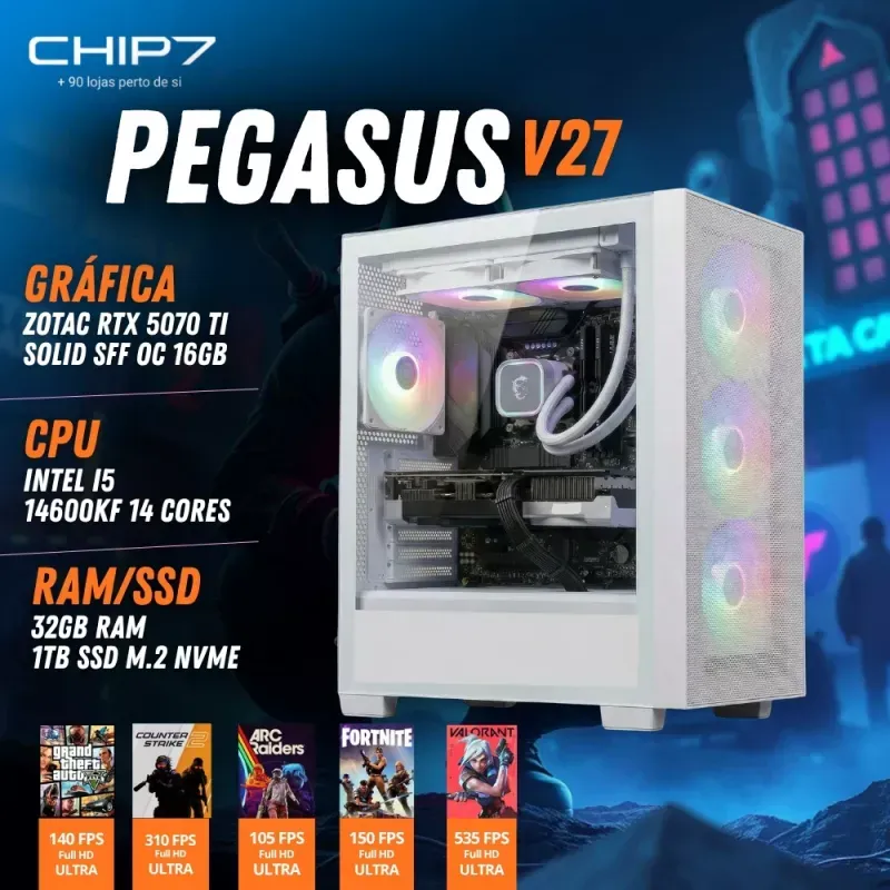 COMPUTADOR GAMING - Intel I5 14600KF / NVIDIA RTX 5070 TI 16GB / 32GB RAM / 1TB SSD - CHIP7 PEGASUS V27