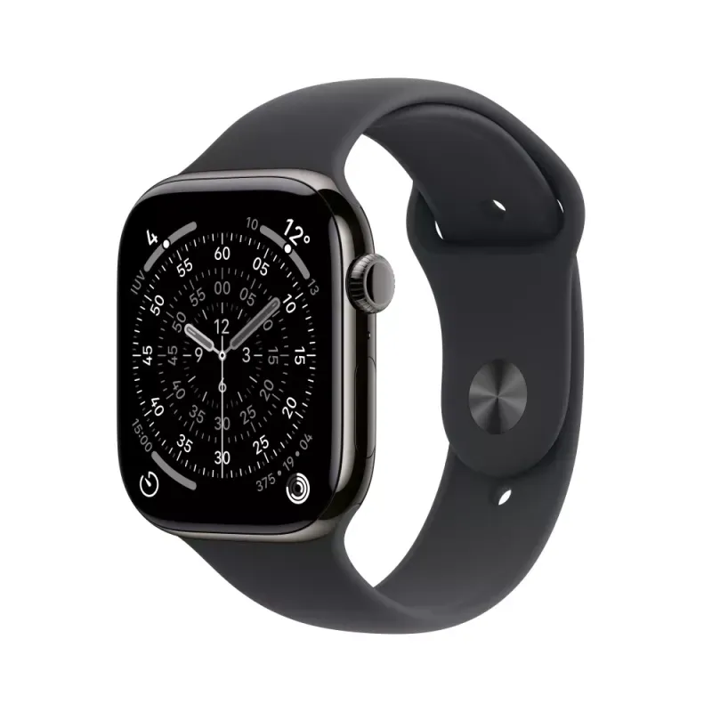 Apple Watch Series 11 (GPS + Cellular) - 46 mm - titânio ardósia - relógio inteligente Com banda de desporto - fluoroelastómero - preto - tamanho da banda: S/M - 64 GB - LTE, Wi-Fi 4, UWB, Bluetooth - 5G - 43.1 g