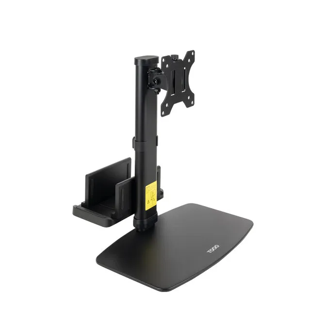 Suporte de Mesa Tooq Tilt e Giratório 17" a 27" com Suporte para Mini PC Preto