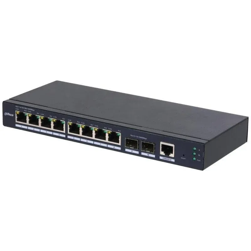 Switch Dahua SG4010-2F 8 Portas Gigabit + 2 SFP VLAN Jumbo Frames L2