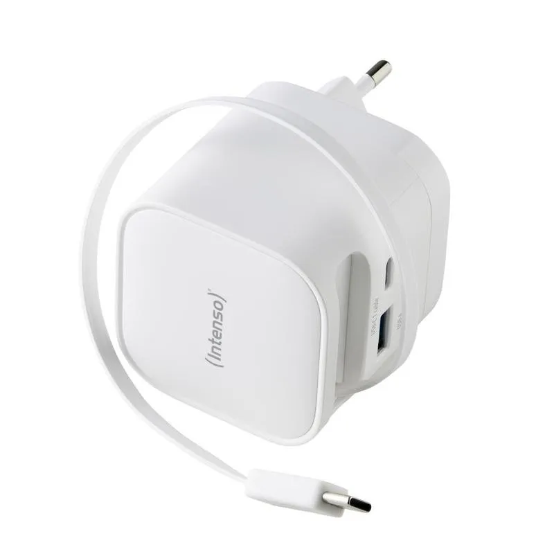 Sai Intenso 65W Bateria Integrada GaN Carregamento Rápido USB-C USB-A Compacto