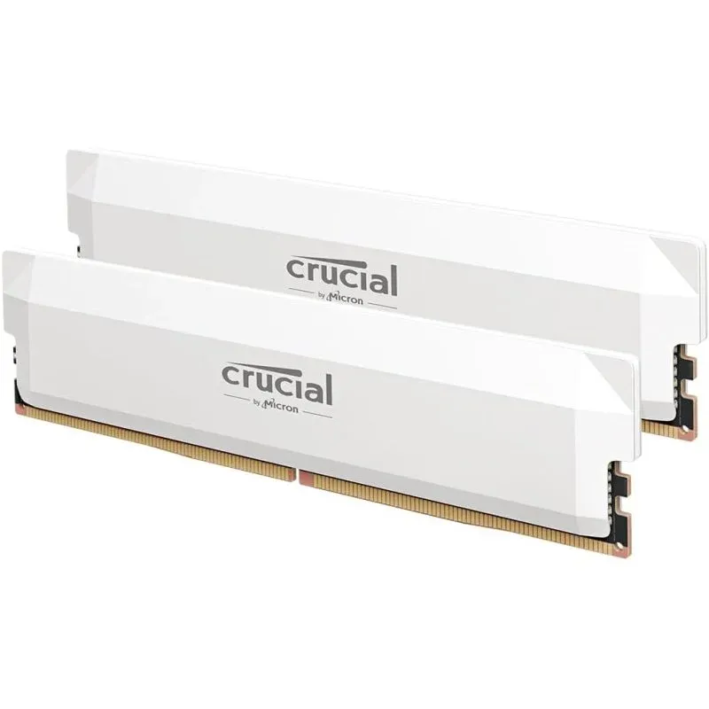 Memória RAM Crucial Pro OC DDR5 6000MHz 32GB 2x16GB CL36 Intel XMP 3.0 e AMD EXPO Brancas