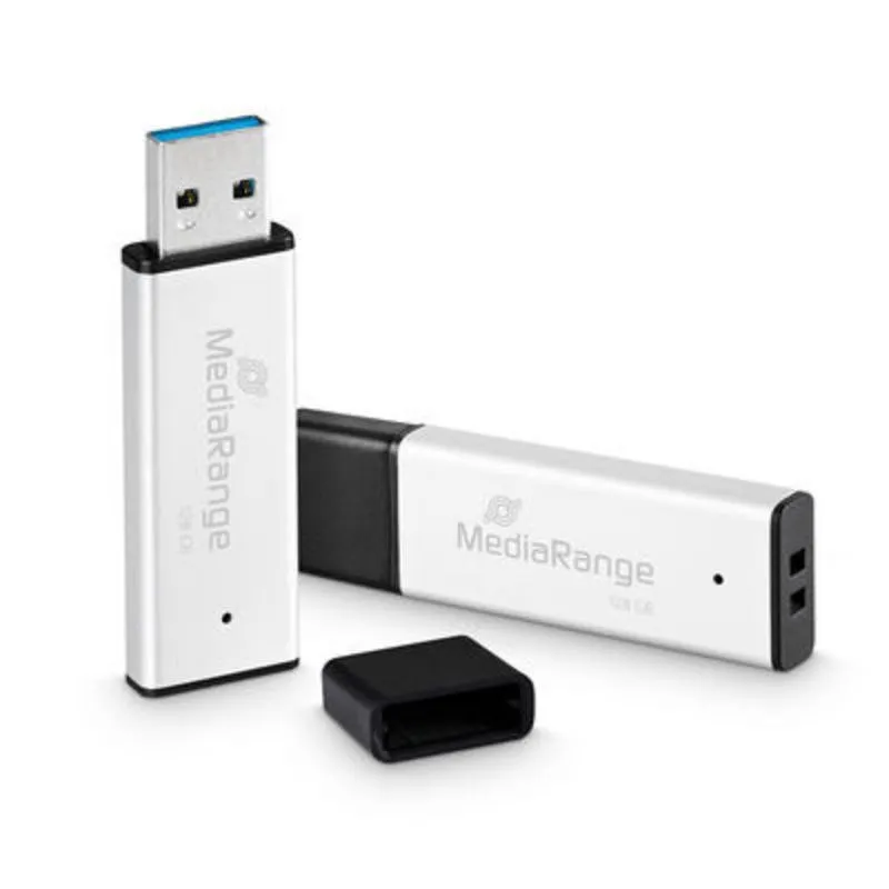 Pen USB MediaRange MR1902 128 GB USB 3.2 Gen 1 preto e prata