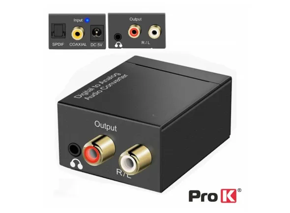 ProK Conversor Áudio TOSLINK RCA Digital/RCA JACK Analógico