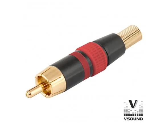 Ficha Rca Macho Vermelho Metálica / Dourada Vsound