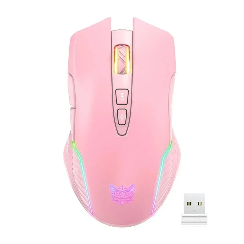 Ratón ONIKUMA CW905 Wireless 2.4G 3600 DPI Rosa RGB 7 Botões Gaming