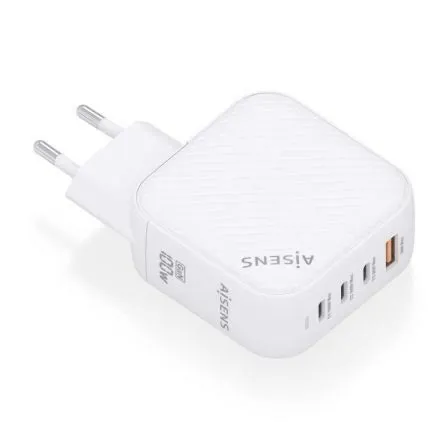 Carregador GaN 100W 3x USB-C + 1x USB-A (Branco) - AISENS